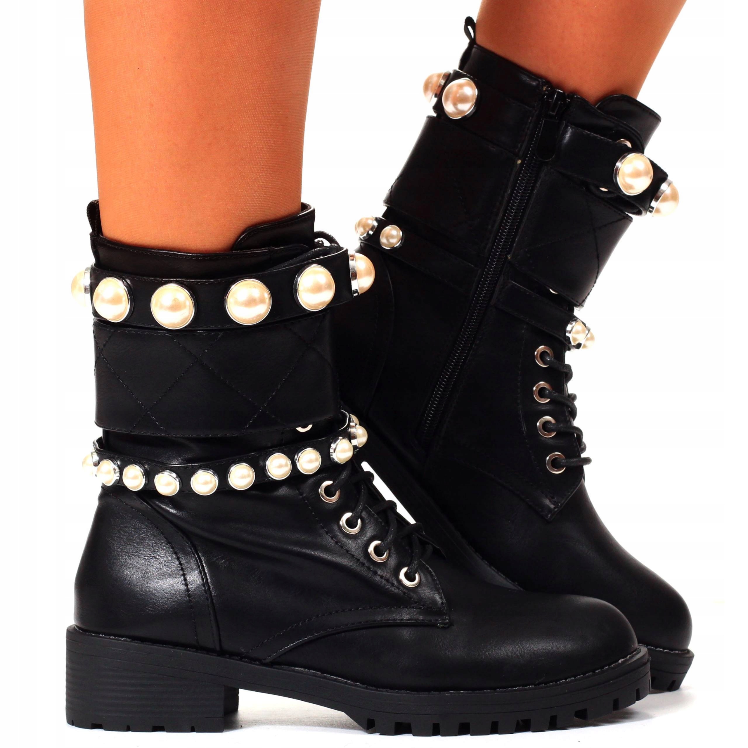 

Glany Botki Damskie Buty Workery Wysokie