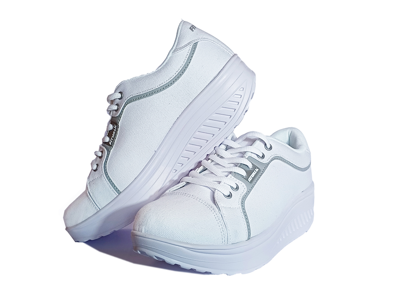 Trampki z podeszwą kołyskową Fit Walk na fitness białe białe 38