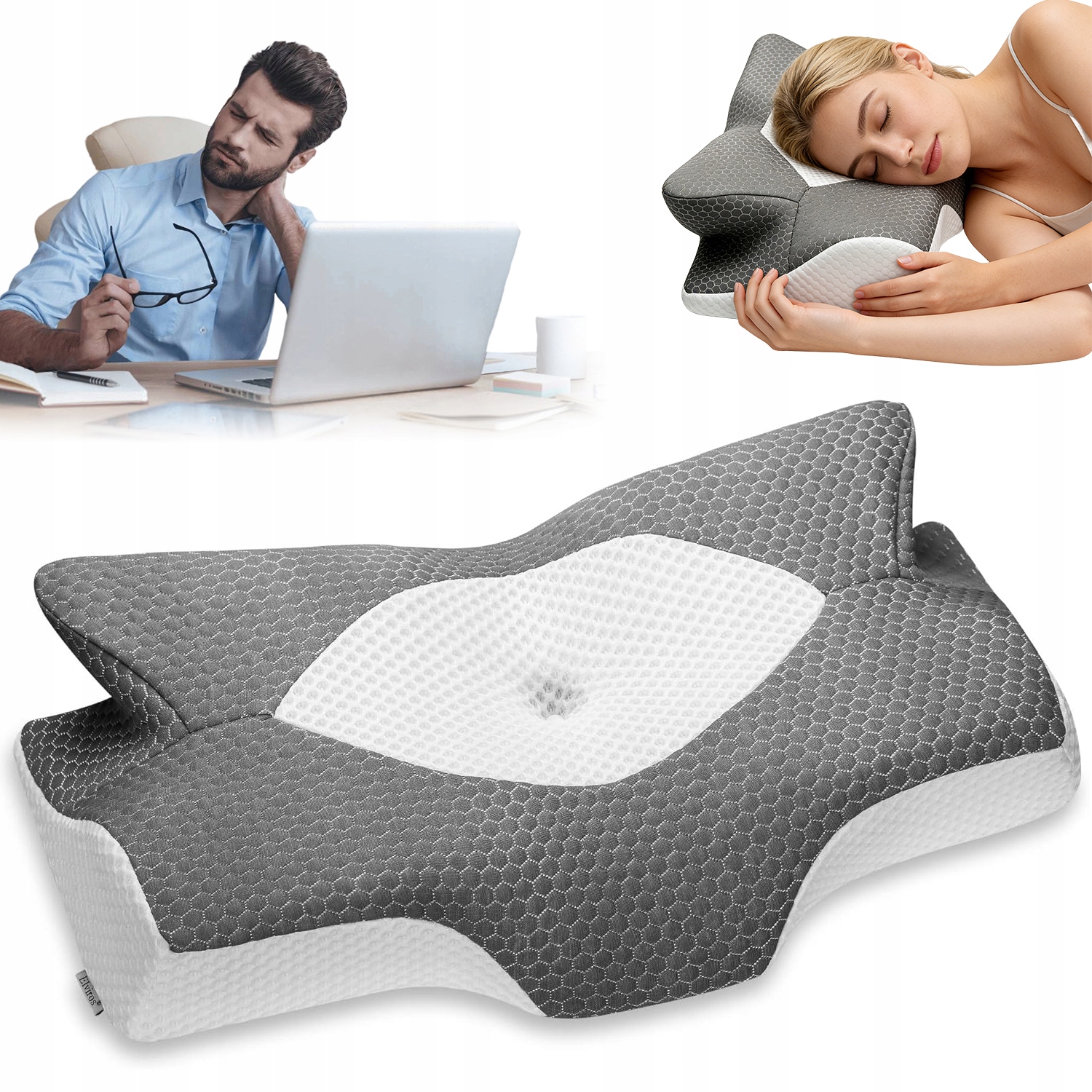 Ergonomiczna Poduszka Z Pianki Memory Z Poszewką Do Bólu Szyi I Karku