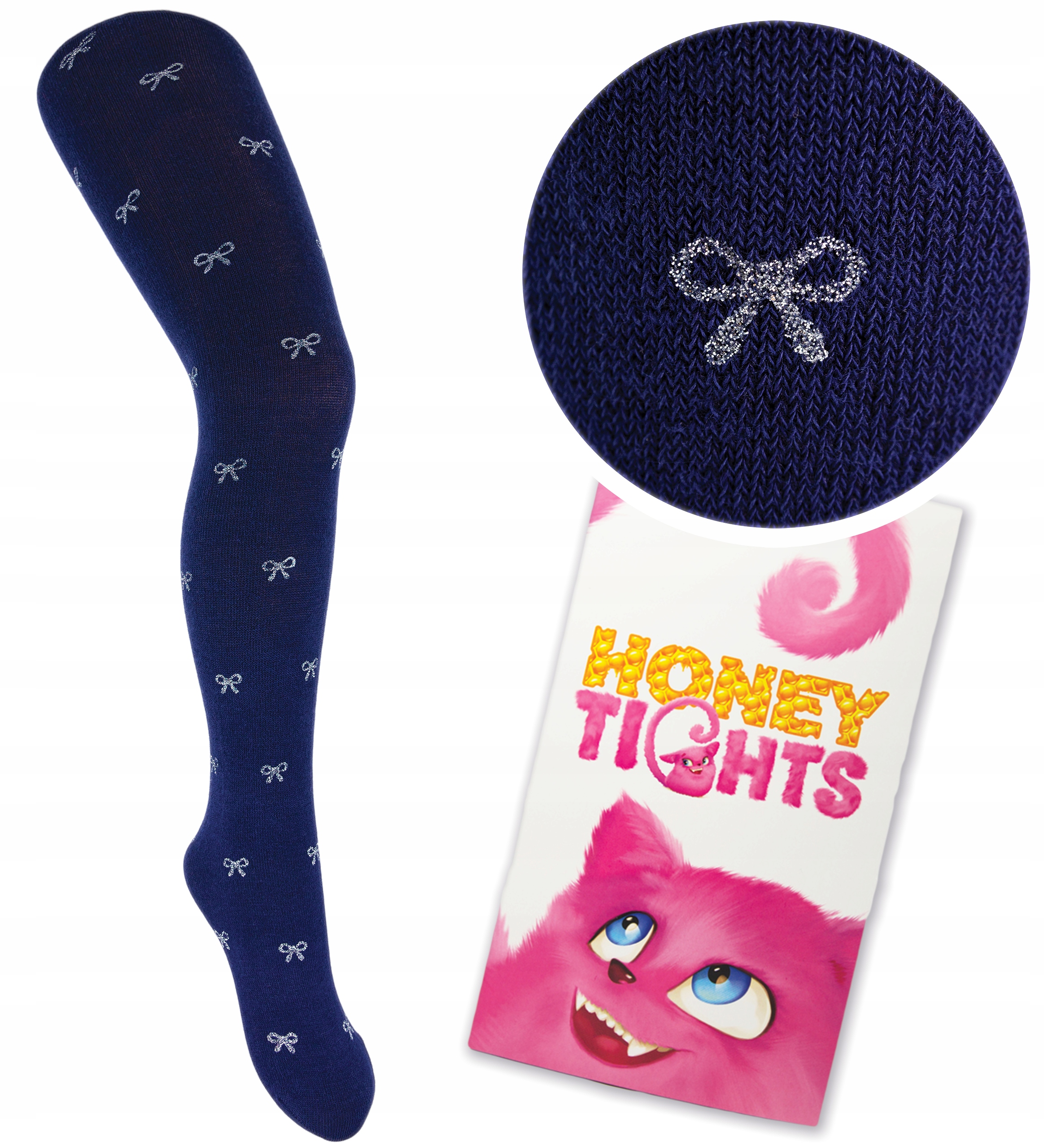 

Włoskie Honey Tights Bawełna Kokardki r. 140-146