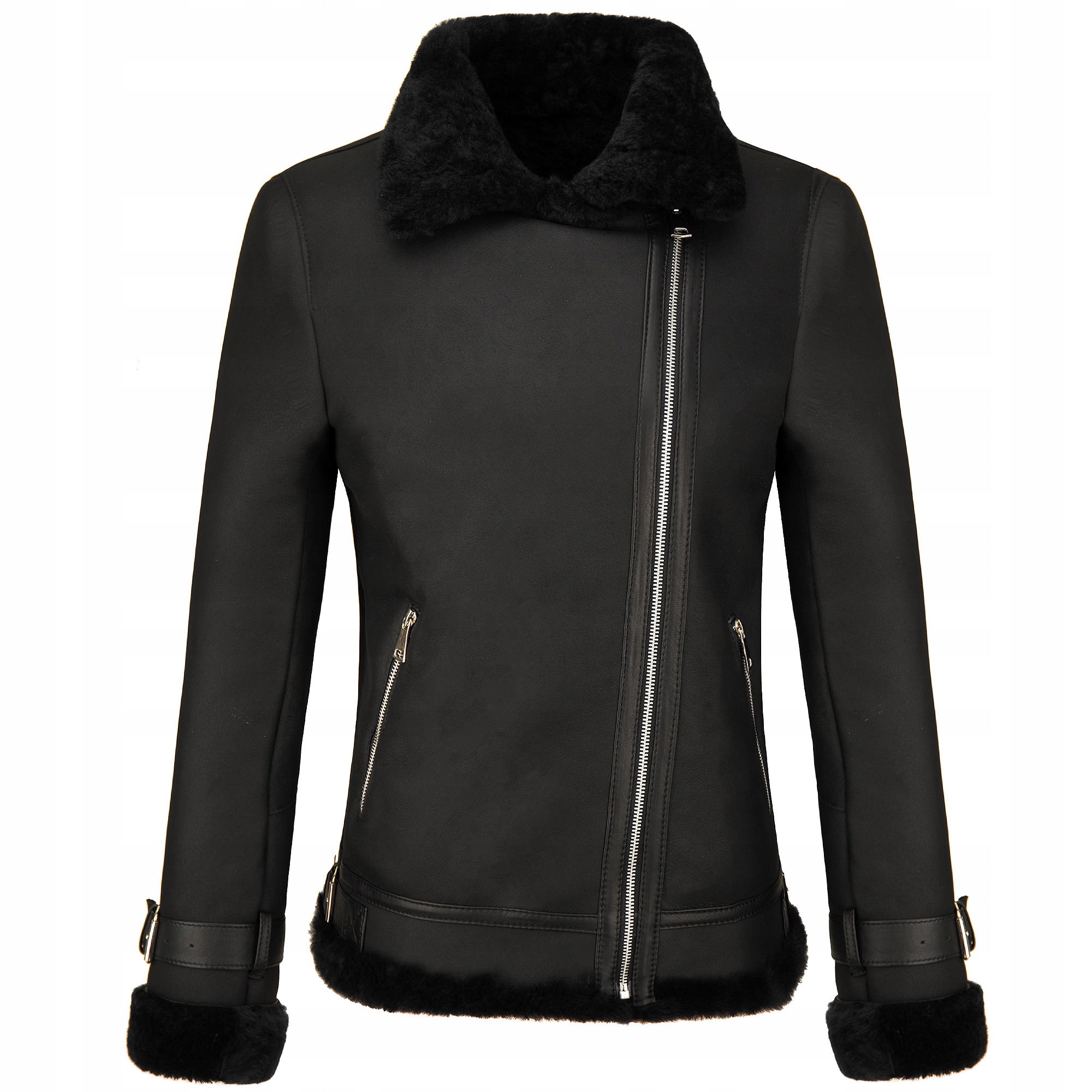 MATOWY SKÓRZANY KOŻUCH PILOTKA DAMSKA RAMONESKA Kaptur bez kaptura