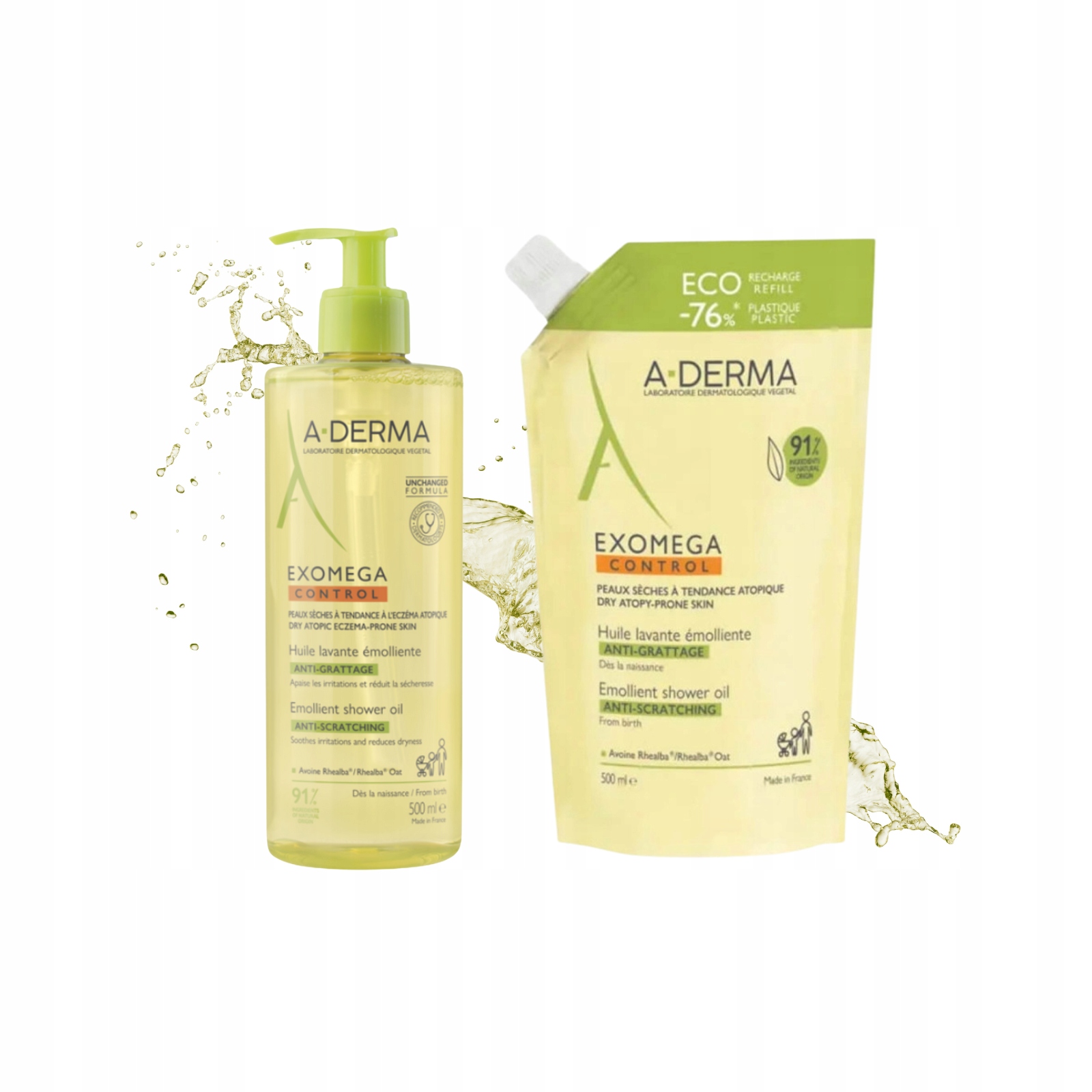 A-derma Zestaw Olejek Pod Prysznic 500ML Refill 500ML Dla Skóry Azs