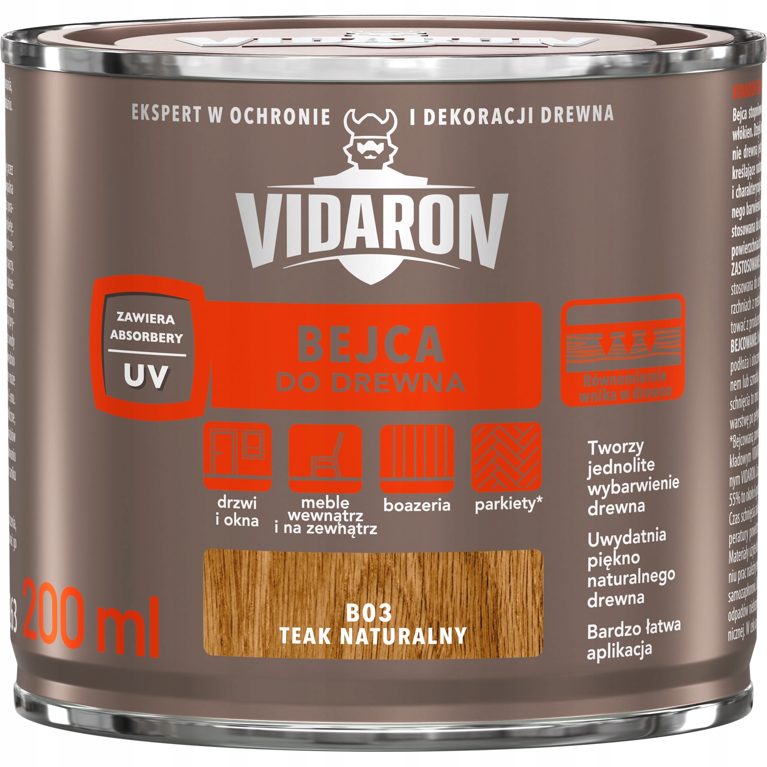 

Bejca do drewna Vidaron B03 Teak Naturalny 0,2L