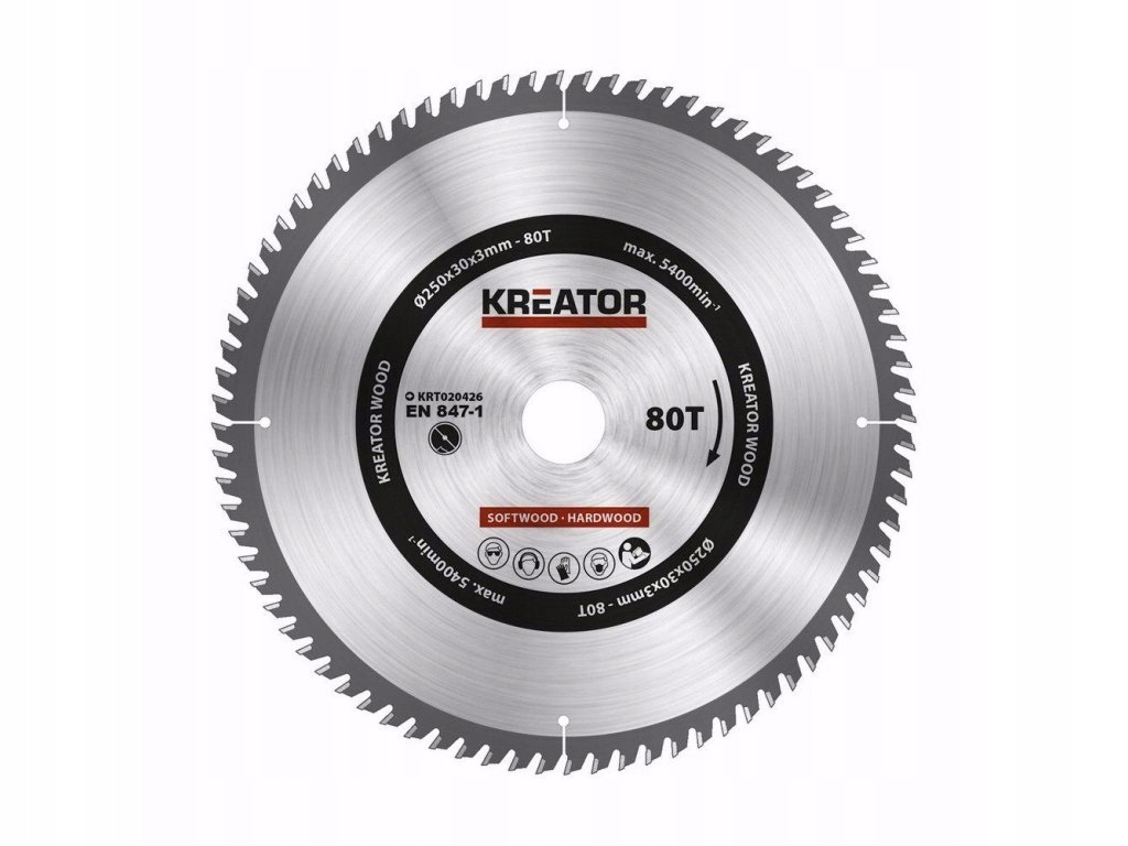 Pilový kotouč na dřevo 250mm, 80T KRT020426