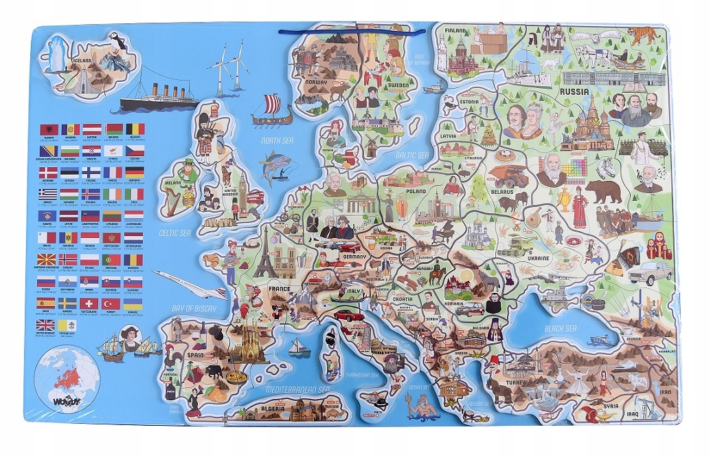 Dla dzieci Tablica edukacyjna Mapa Europy Woody