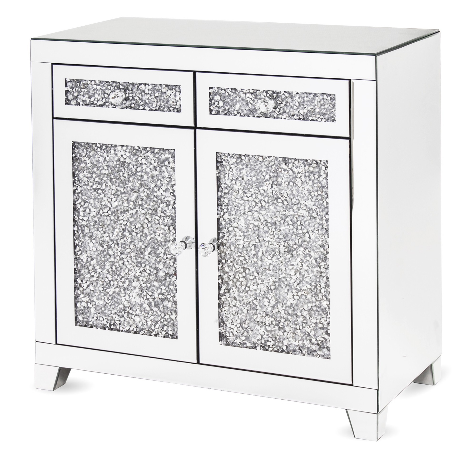 

Nowoczesna szklana komoda glamour z kryształkami