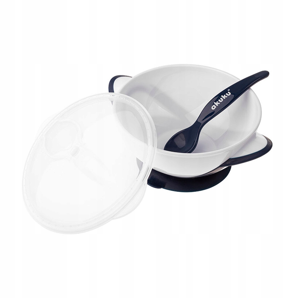 PLASTIKOWA MISECZKA Z ŁYŻECZKĄ I PRZYSSAWKĄ Marka Akuku