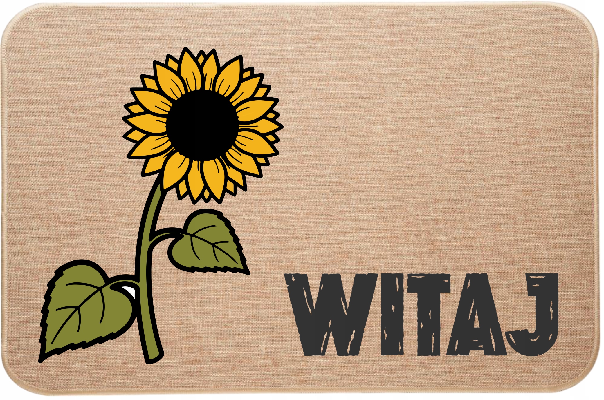 Vstupní rohožka z lnu s barevným potiskem Slunečnice Ahoj