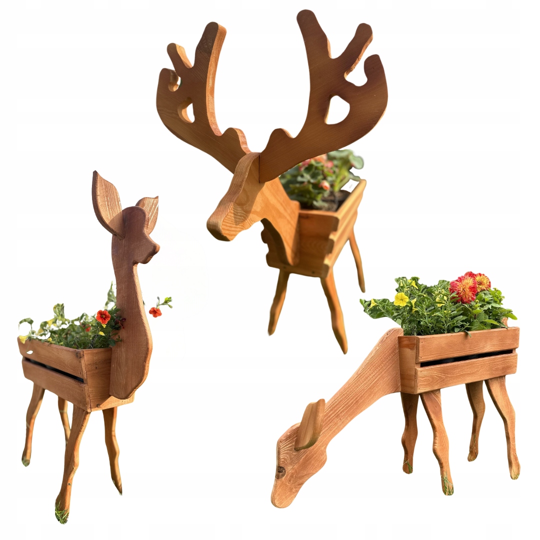 Zestaw Kwietnik drewniany skrzynka stojak na kwiaty Stado Tik