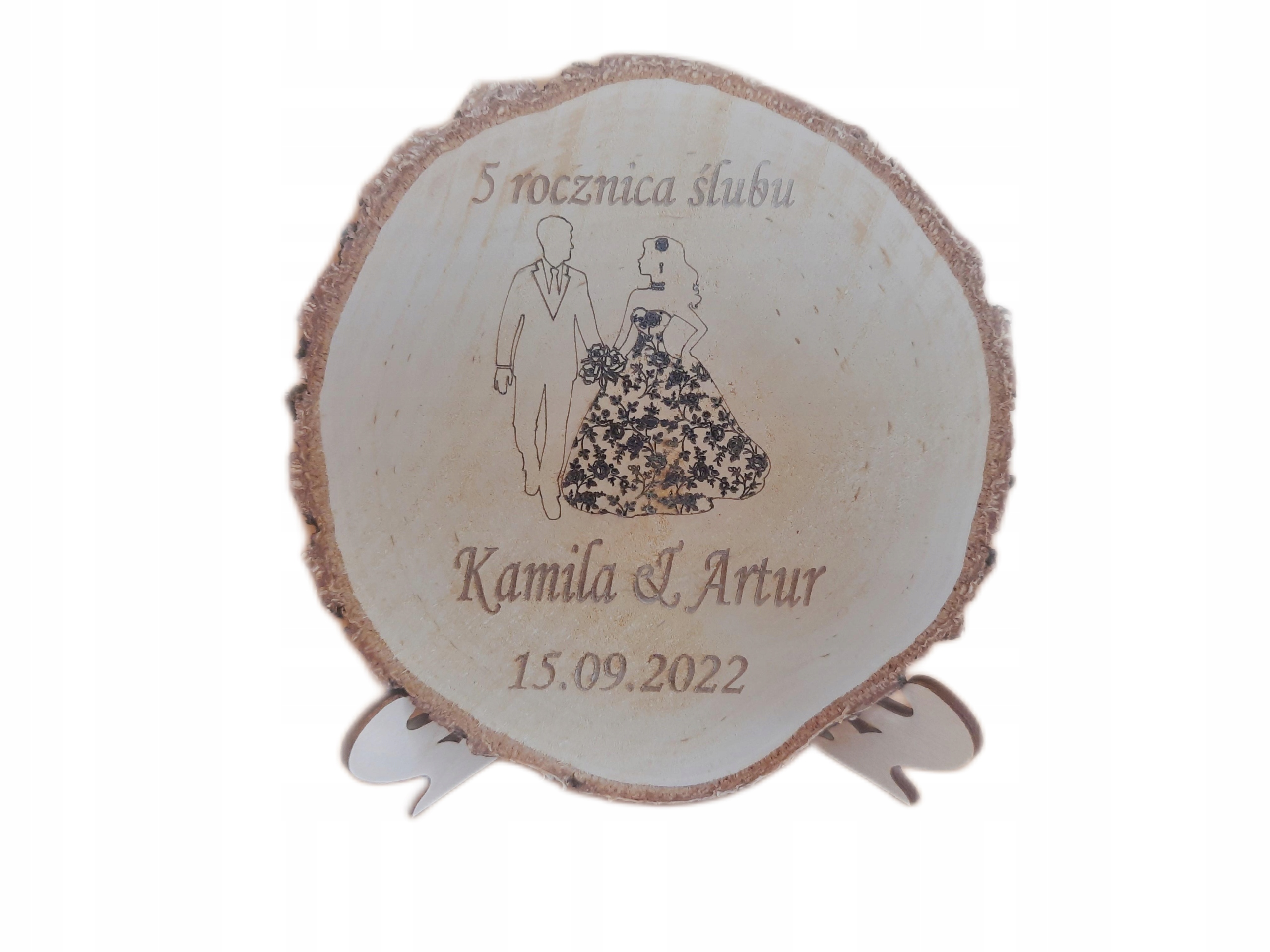 

Duża drewniana pamiątka rocznica ślubu 20 cm