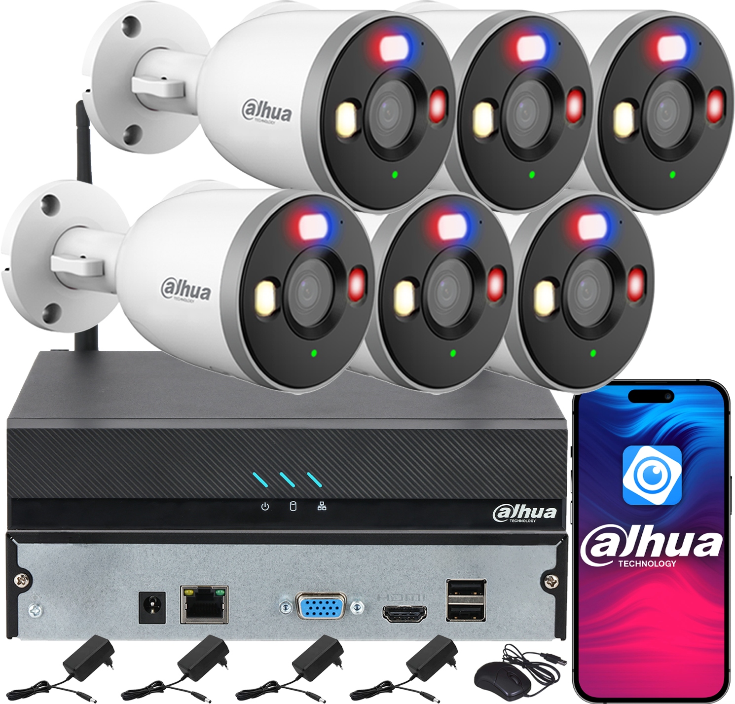 Monitorování Dahua pro 6 kamer 3MPx 2K F3D-PV Detekce Ai Aktivní Led ochrana