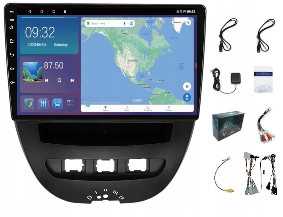 Rádio Navigace Android Toyota Aygo 2005-2014 Usb Wifi Carplay Bt 64GB
