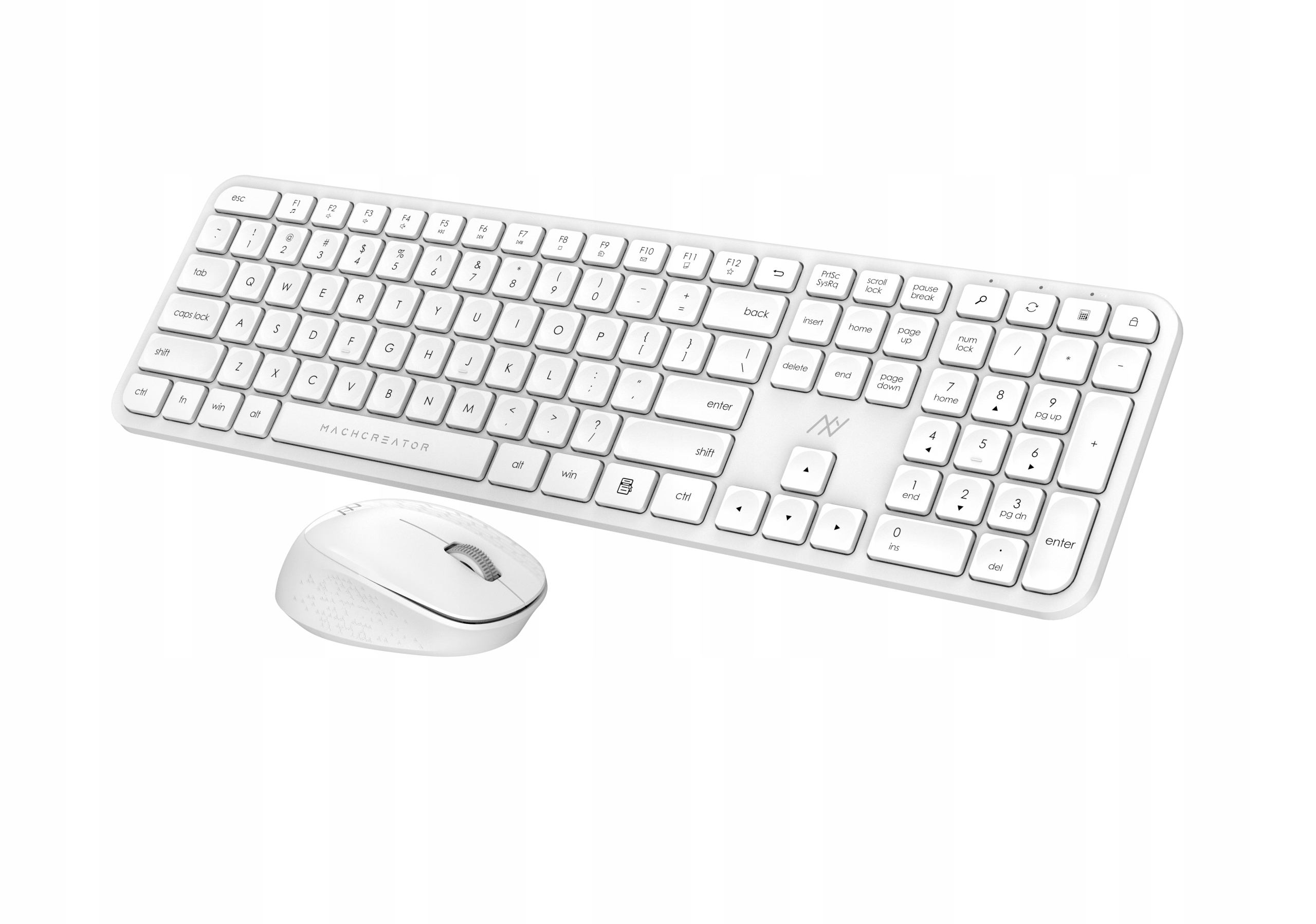 Pełnowymiarowa bezprzewodowa klawiatura USB membranowa biała z myszką