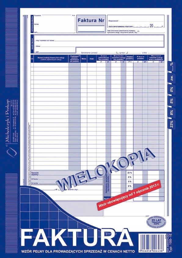 

Faktura Wzór Pełny A4 Michalczyk I Prokop 100-1E