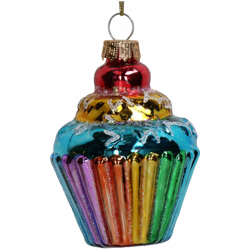 BABECZKA CUPCAKE 8 cm BOMBKA SZKLANA KSZTAŁTKA KOLOROWA