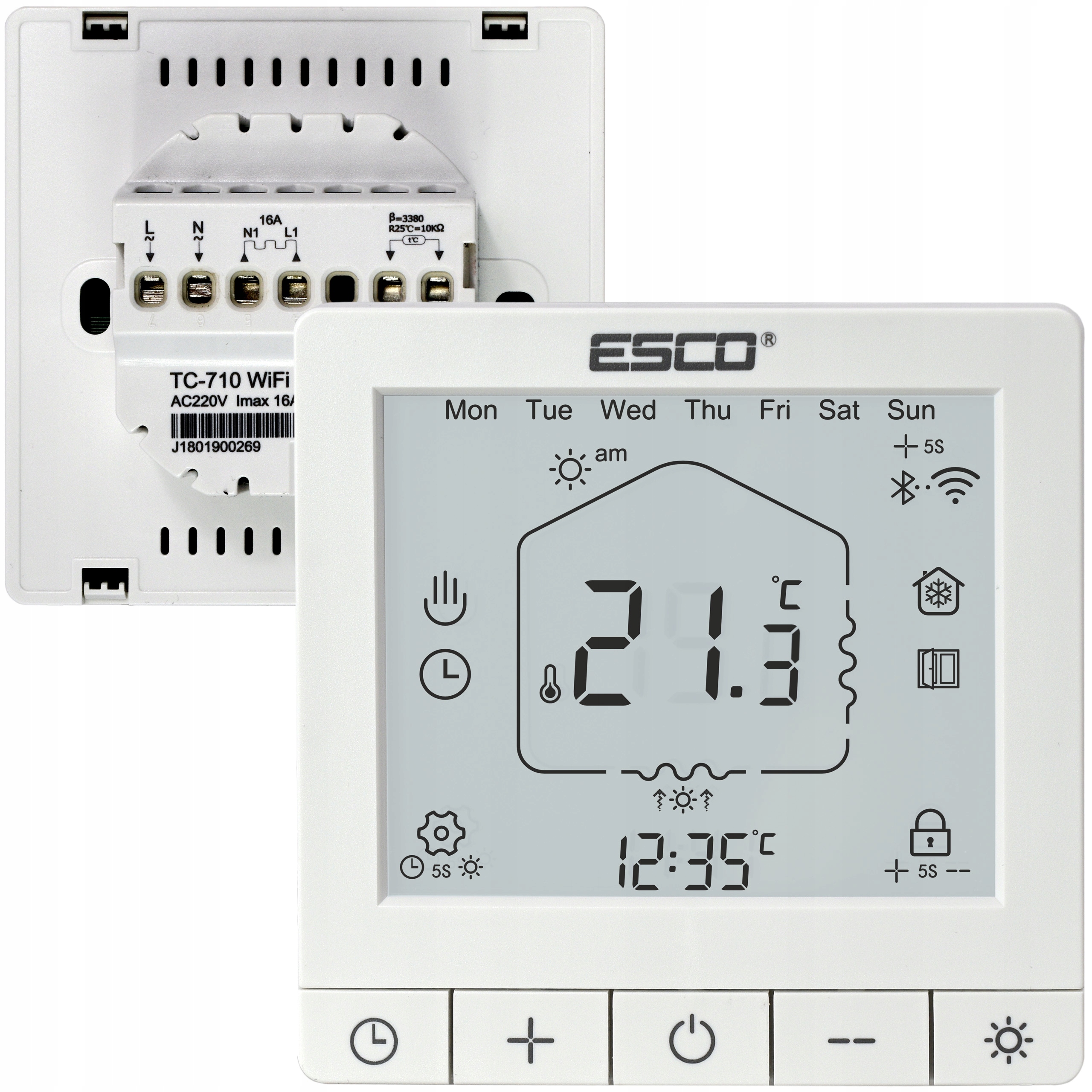 Regulator ogrzewania podłogowego WIFI +dualsensor Kod producenta TC710 WIFI