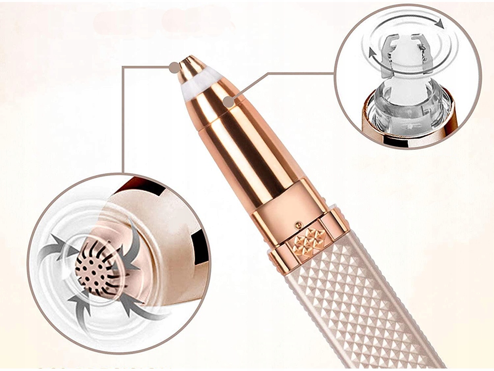 ZESTAW DO DEPILACJI GOLARKA DO TWARZY DAMSKA TRYMER DO BRWI 2w1 USB RÓŻ Model 2444różowa