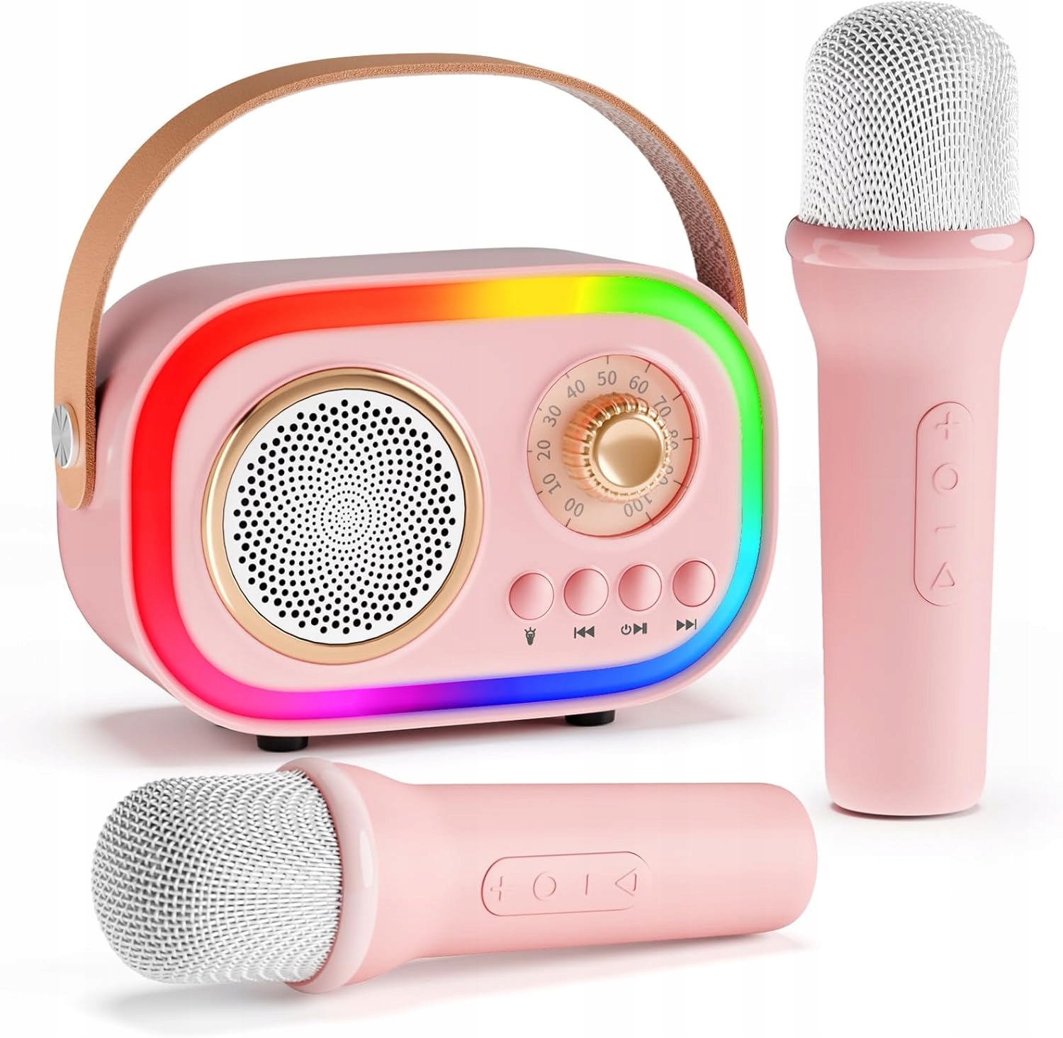 Bezdrátový Reproduktor Bluetooth Karaoke Sada 2 Mikrofony Čistý Zvuk Pro