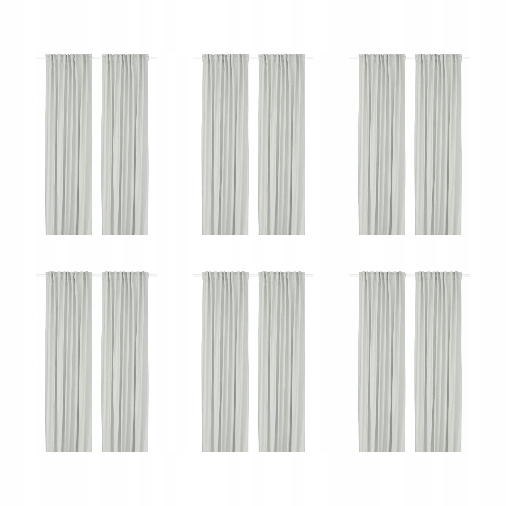 6 szt. Zasłony Ginstmott 2 szt biały 145x300 cm na taśmie