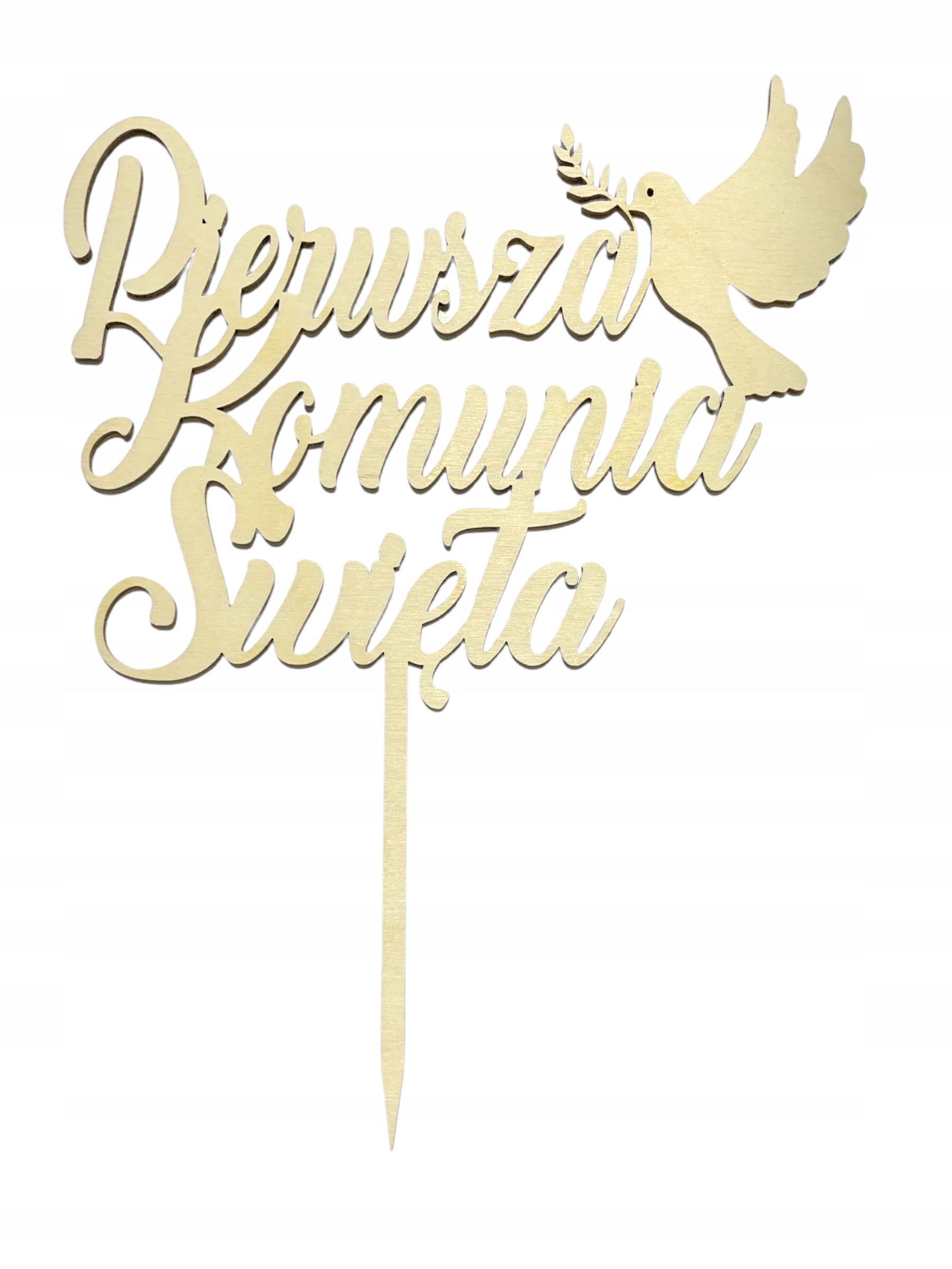 

Topper Na Tort Pierwsza Komunia Swieta Drewniany