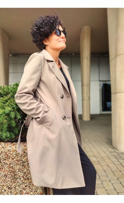 PRZEJŚCIOWY PŁASZCZ PROCHOWIEC TRENCZ BEŻOWY 34 Wypełnienie nie dotyczy