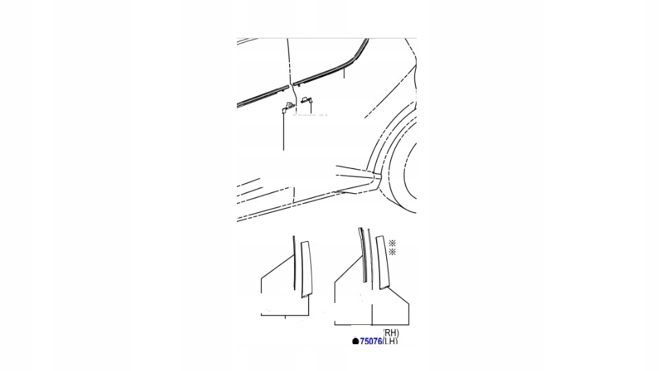 TOYOTA OE 75076-F4010 NAKŁADKA SŁUPEK DRZWI TYŁ Producent części Toyota OE