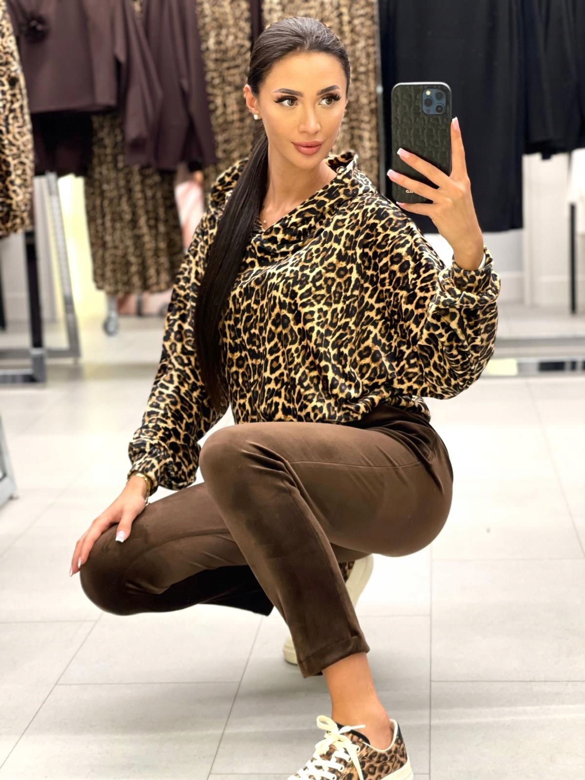 Mikina Panterka Béžová s hnědou barvou 1009 Lalous velikost S