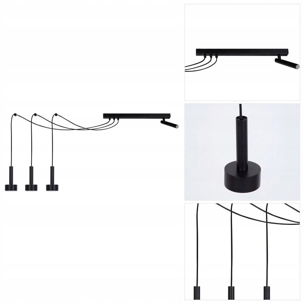 Černá závěsná lampa Stamp 4 reflektory moderní nad bar Sigma Lighting