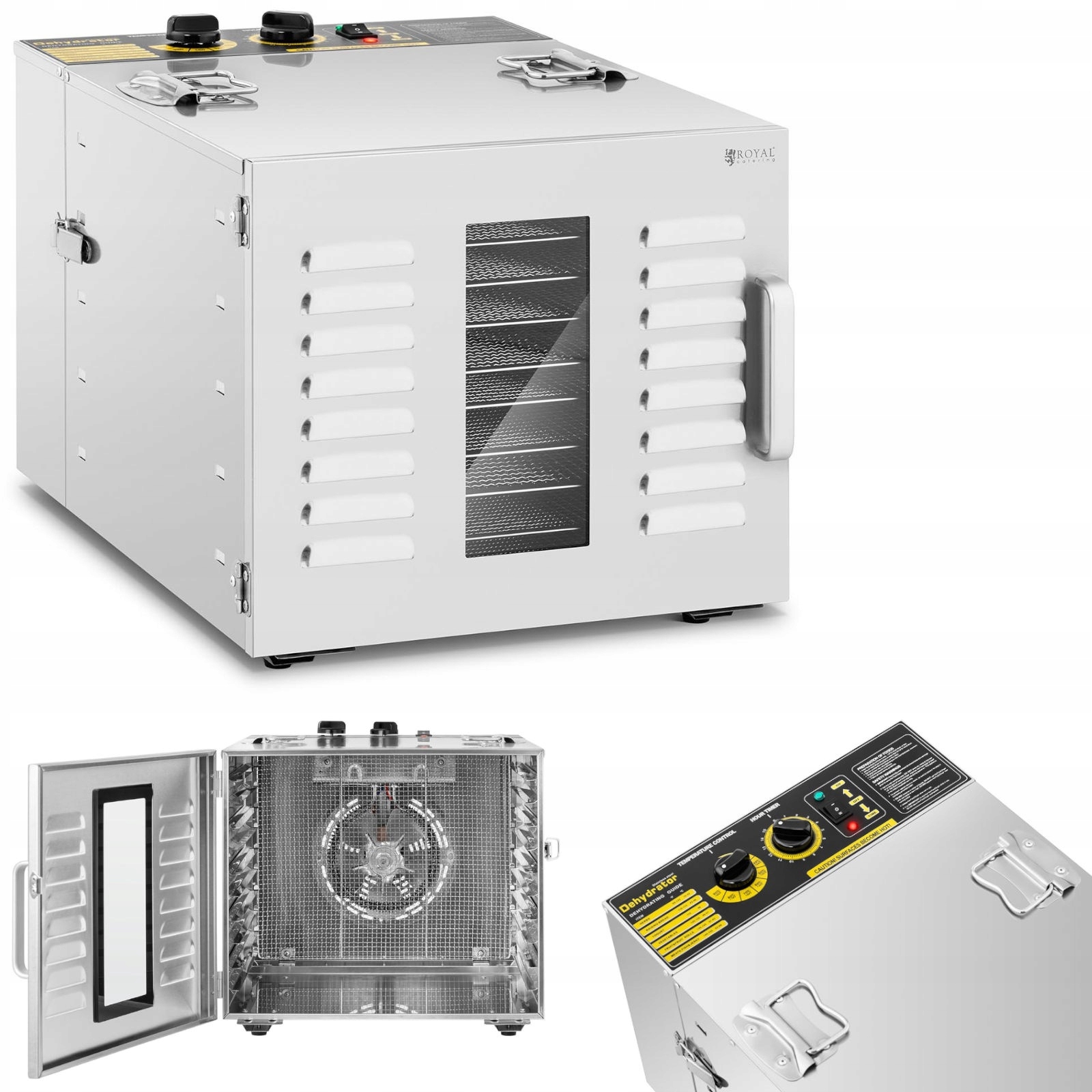 Priemyselná sušička potravín z bylín, ovocia a húb, 10 roštov, 1000 W