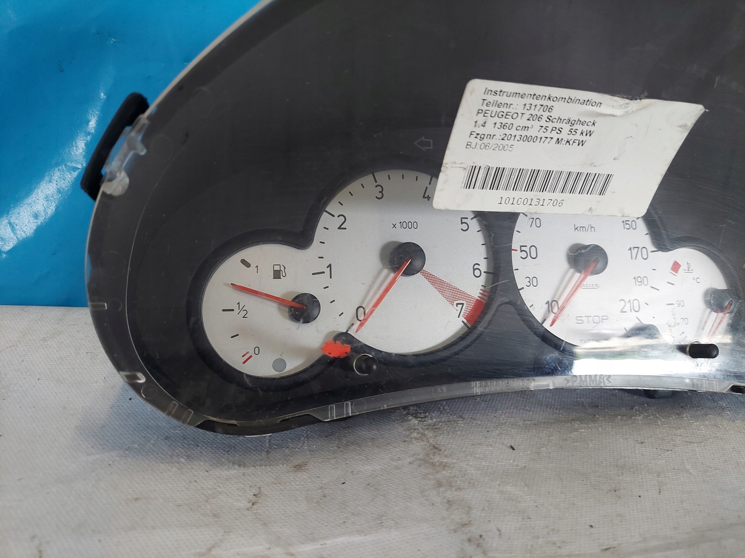 dials clock PEUGEOT 206 1.4 B 9656696380