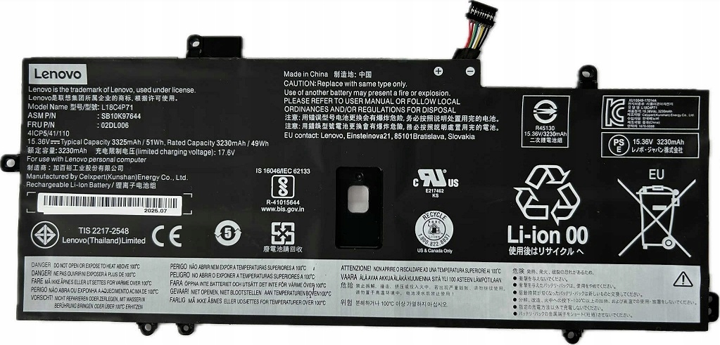Oryginalna bateria Lenovo X1 Yoga 4 Carbon Gen7 Gen8 Gen L18C4P71 L18L4P71