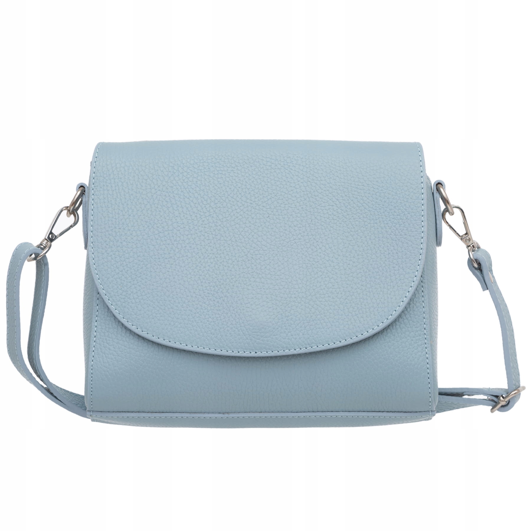 Vera Pelle torebka skórzana listonoszka 3 komorowa z paskiem J.niebieska