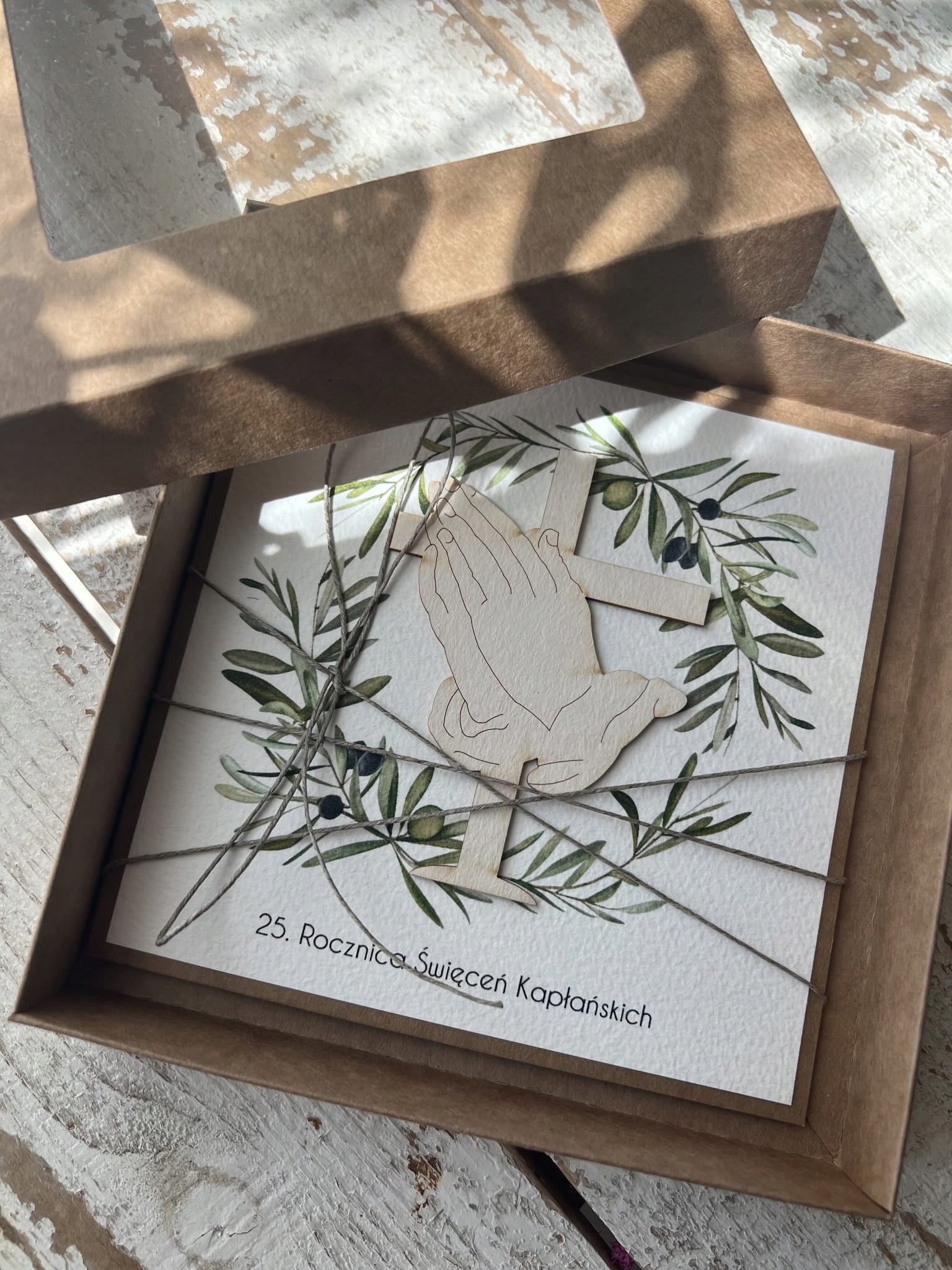 Přání k 25. výročí kněžského svěcení ručně vyrobené v krabičce