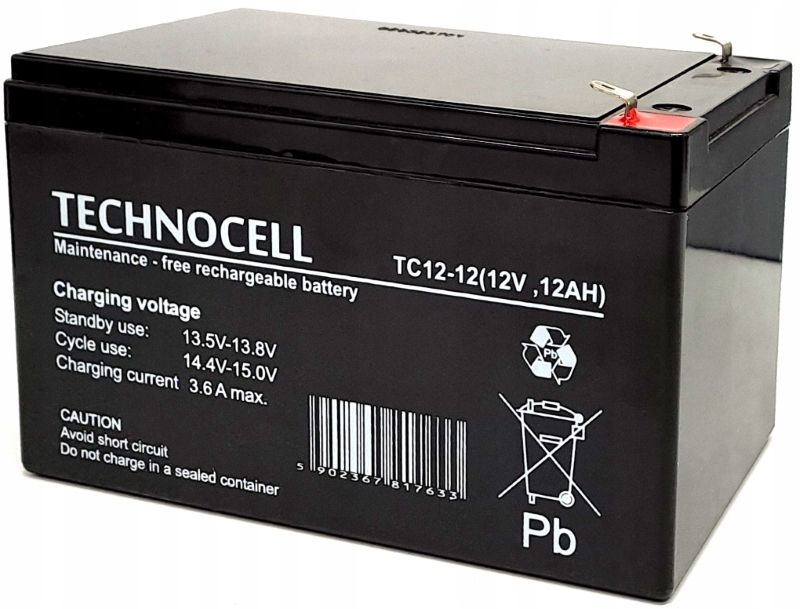 AKUMULATOR BATERIA AGM VRLA TECHNOCELL TC 12Ah 12V 12-12 TC12-12 TC12 ALARM