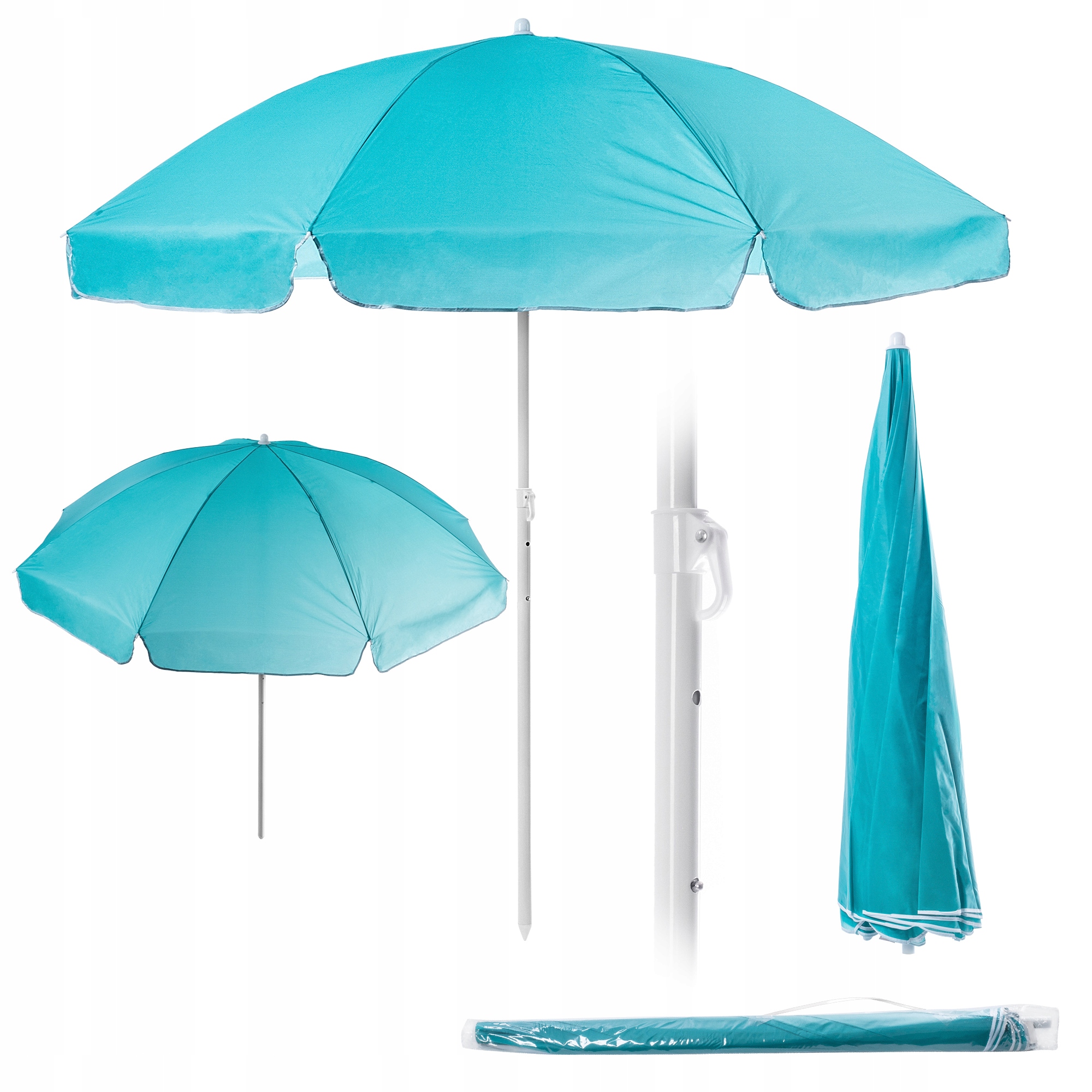 Parasol Ogrodowy Na Balkon Taras 220 cm Duży Plażowy Składany Pokrowiec