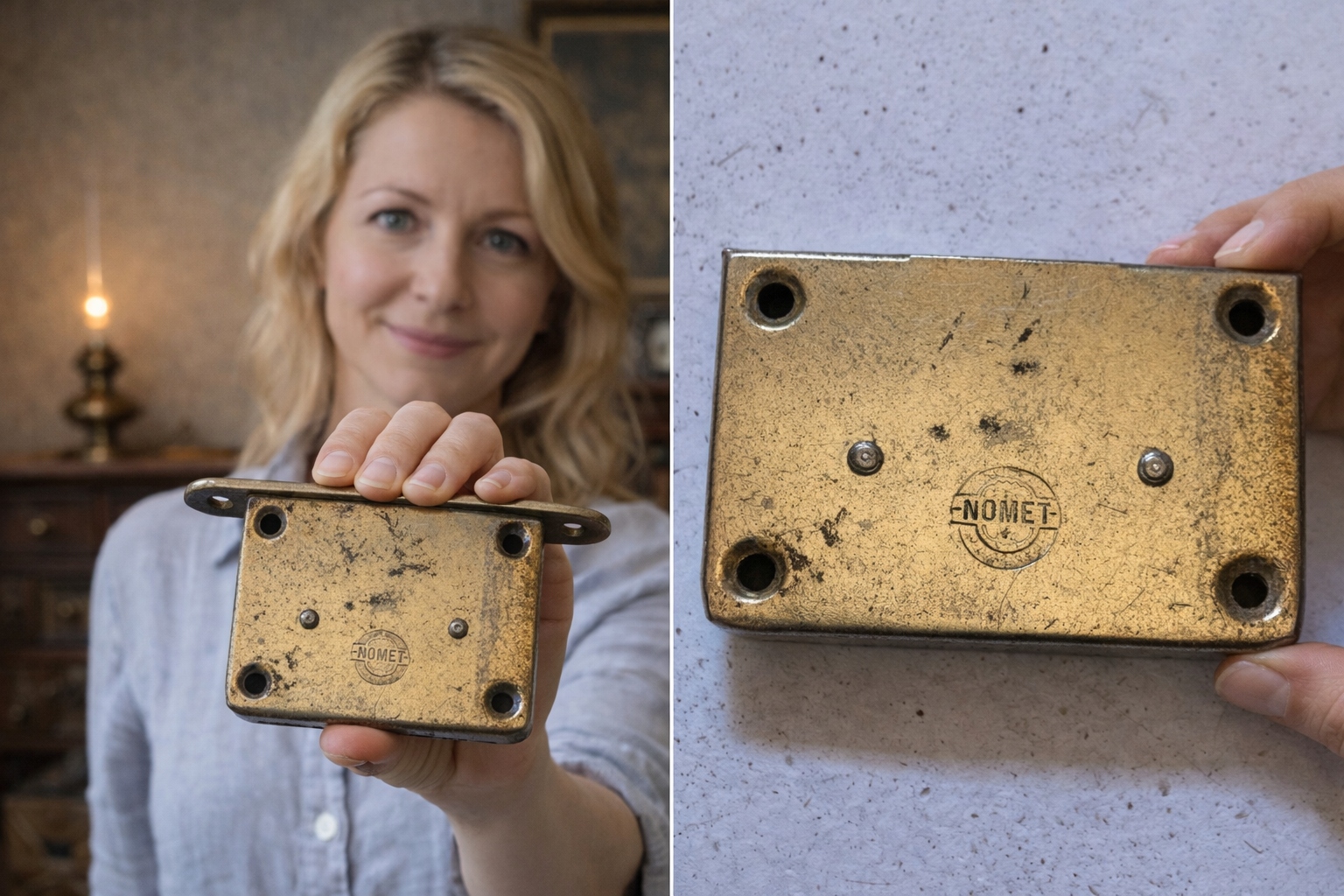 STARY ZAMEK MEBLOWY NOMET – SYGNOWANY – ANTYK Z03