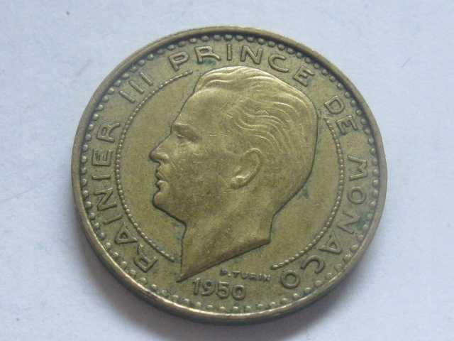 nr1501 Monaco Stara Moneta 10 Francs 1950