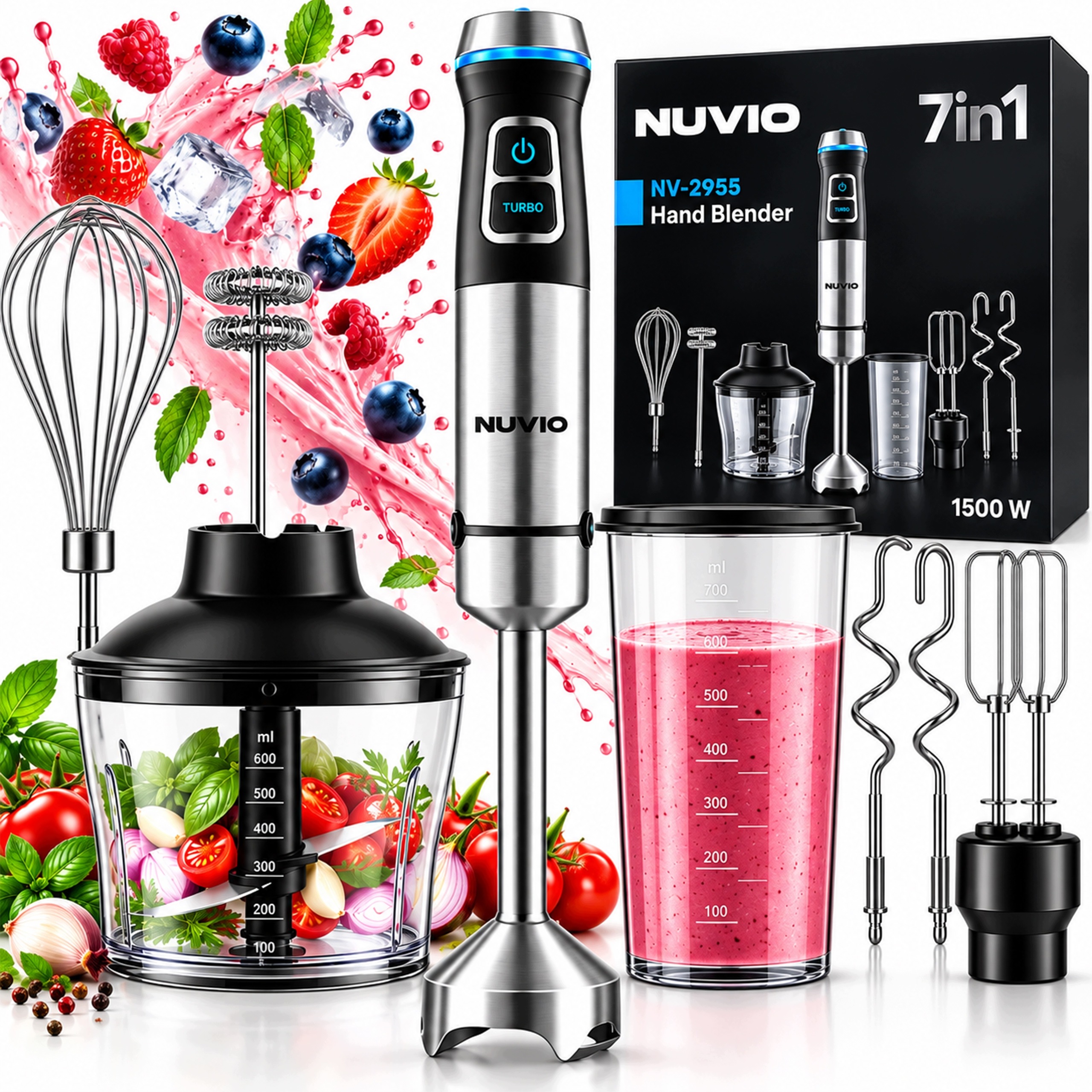 Ruční Mixér 1500 W S Drtičem A Napěňovačem A Turbopěňovačem