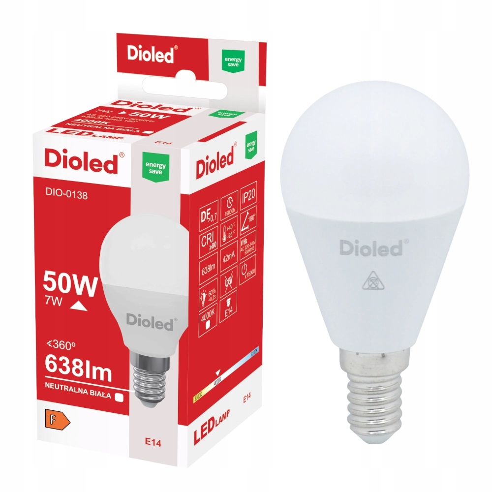 

Żarówka Led kulka E14 7W barwa neutralna 638lm