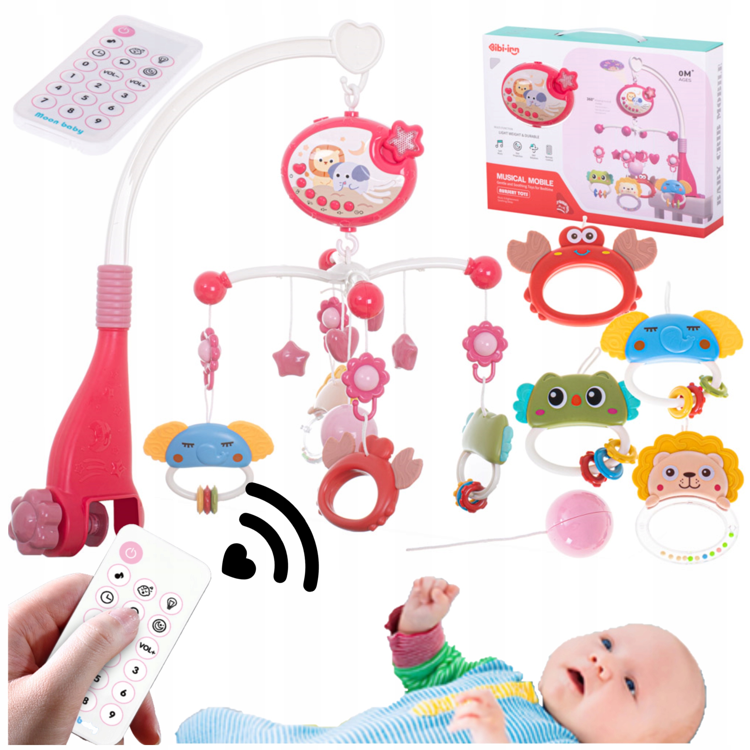 KARUZELKA DO ŁÓŻECZKA Z PROJEKTOREM Regulacja głośności CZERWONA + PILOT