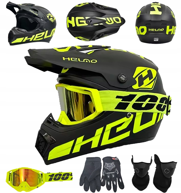 KASK NA HULAJNOGE ELEKTRYCZNA CROSS ENDURO QUAD BMX +GOGLE +Rękawice