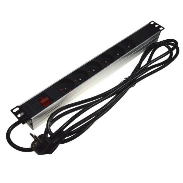 Zásuvková lišta 1U 19" 6 zásuvek vypínač 3,0 m