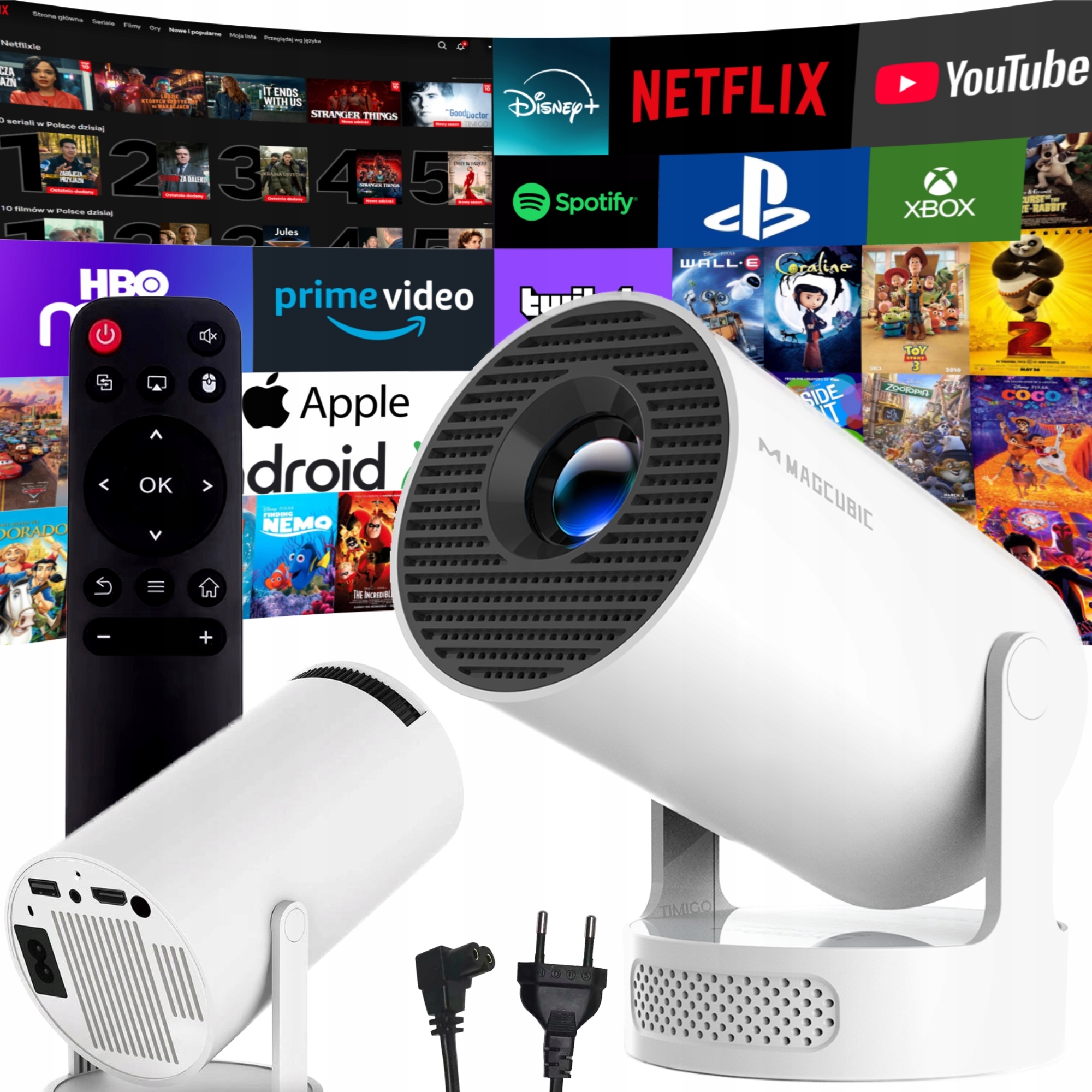 Rzutnik Projektor HY300 Pro 2026 Nowa Wersja 4K Wifi Smart Android Tv