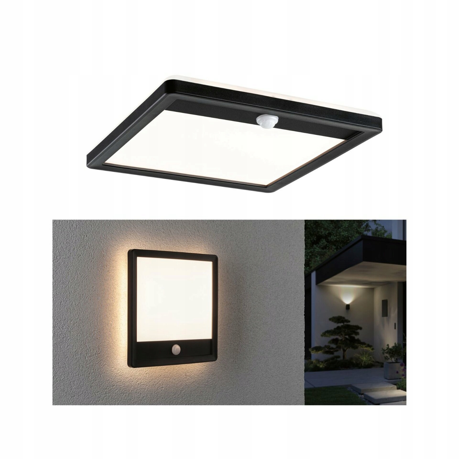 Paulmann Led vonkajší panel Lamina 14,5W IP44 čidlo 250x250mm čierny