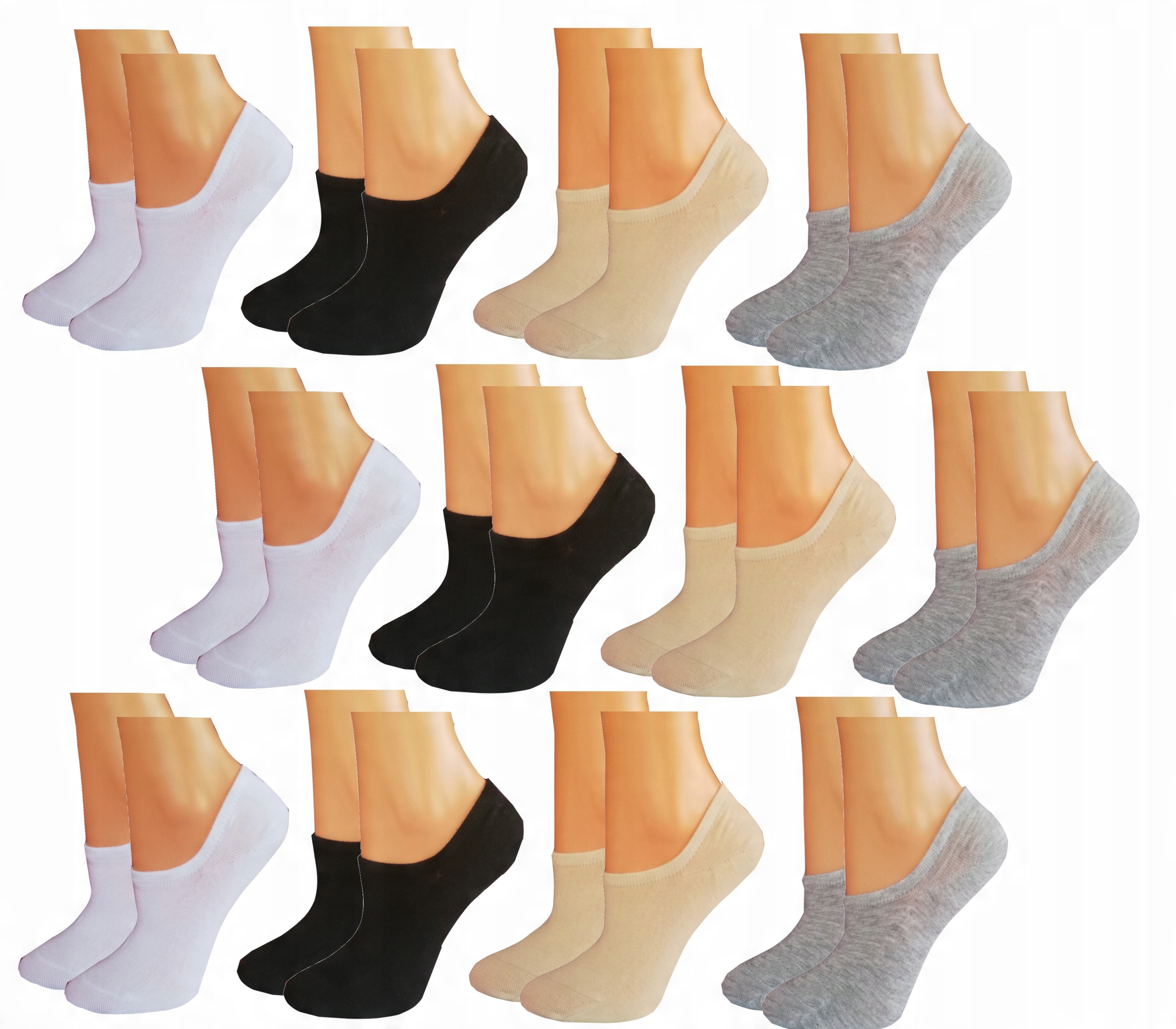 

12 Skarpety Damskie Stopki Silikon 39-41 Bambusowe