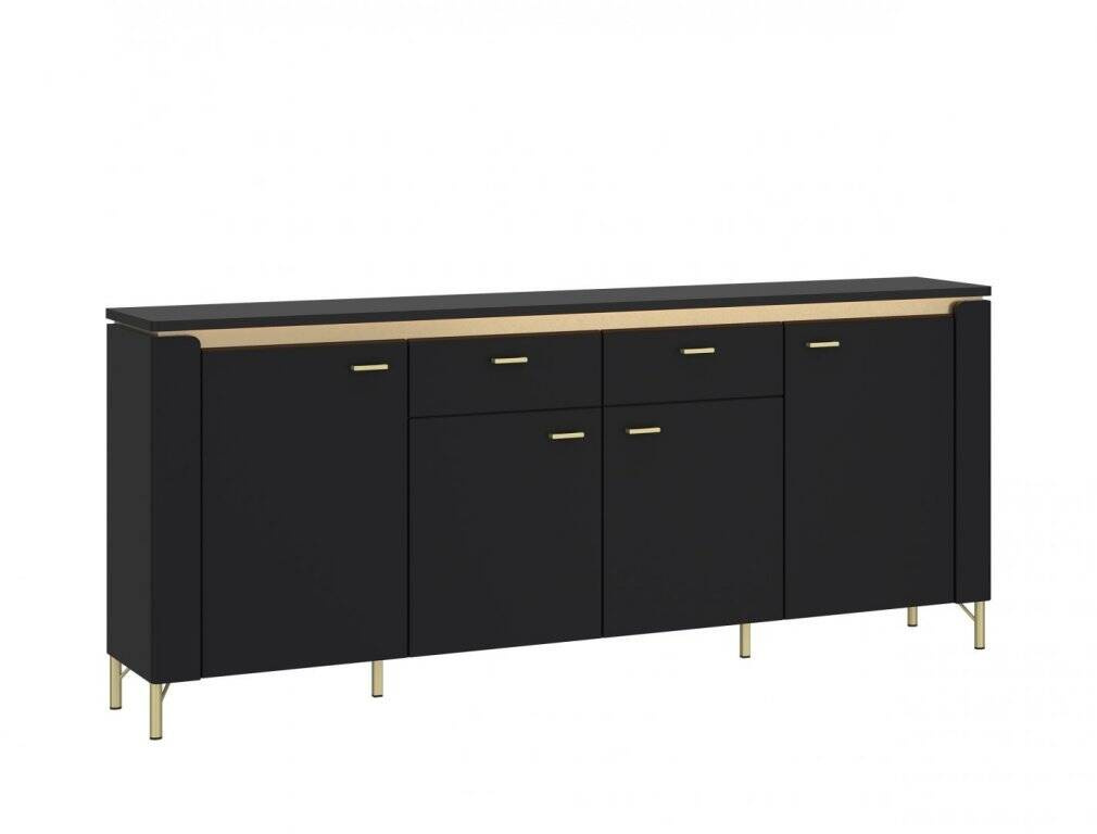 Norica LAZK03 Komoda 4D2S Czarny Mat Złoty