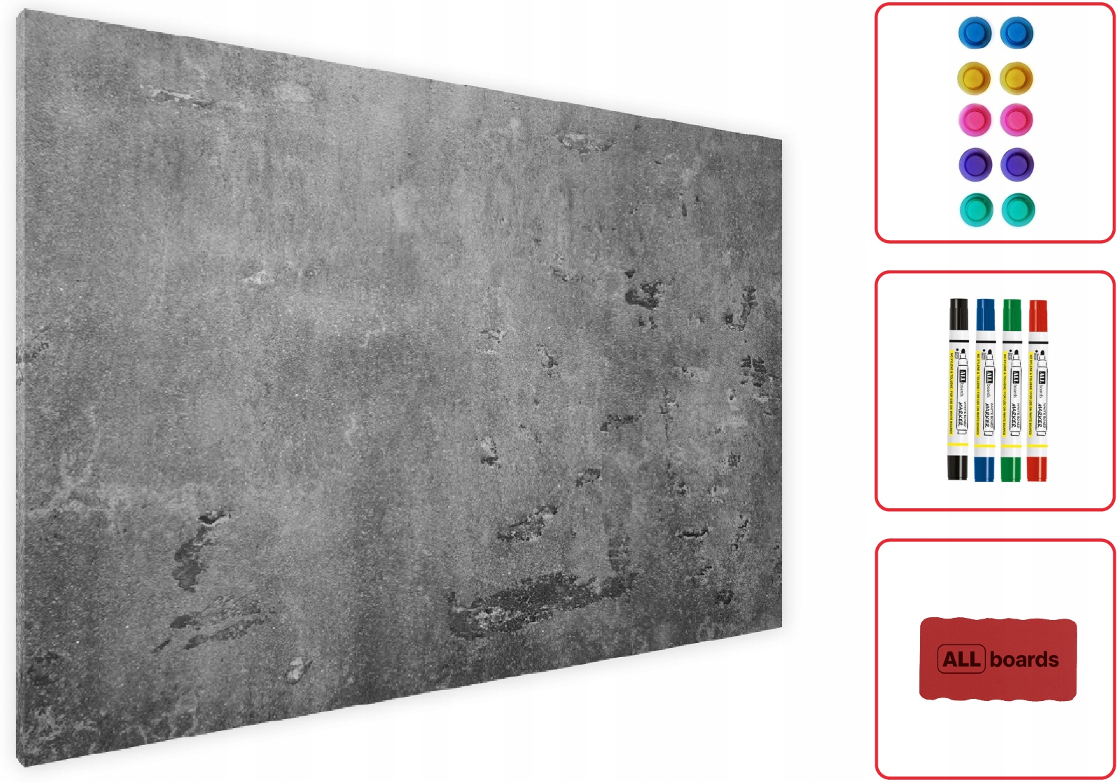 

Tablica magnetyczna Beton Cement 90x60cm zestaw