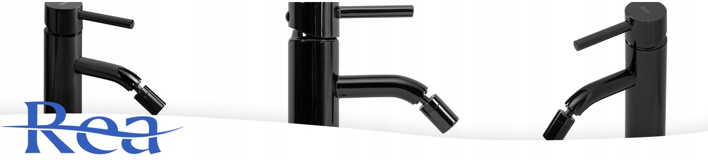 Bateria bidetowa stojąca LUNGO CZARNA METALICZNA BLACK METALLIC - REA Kolor czarny