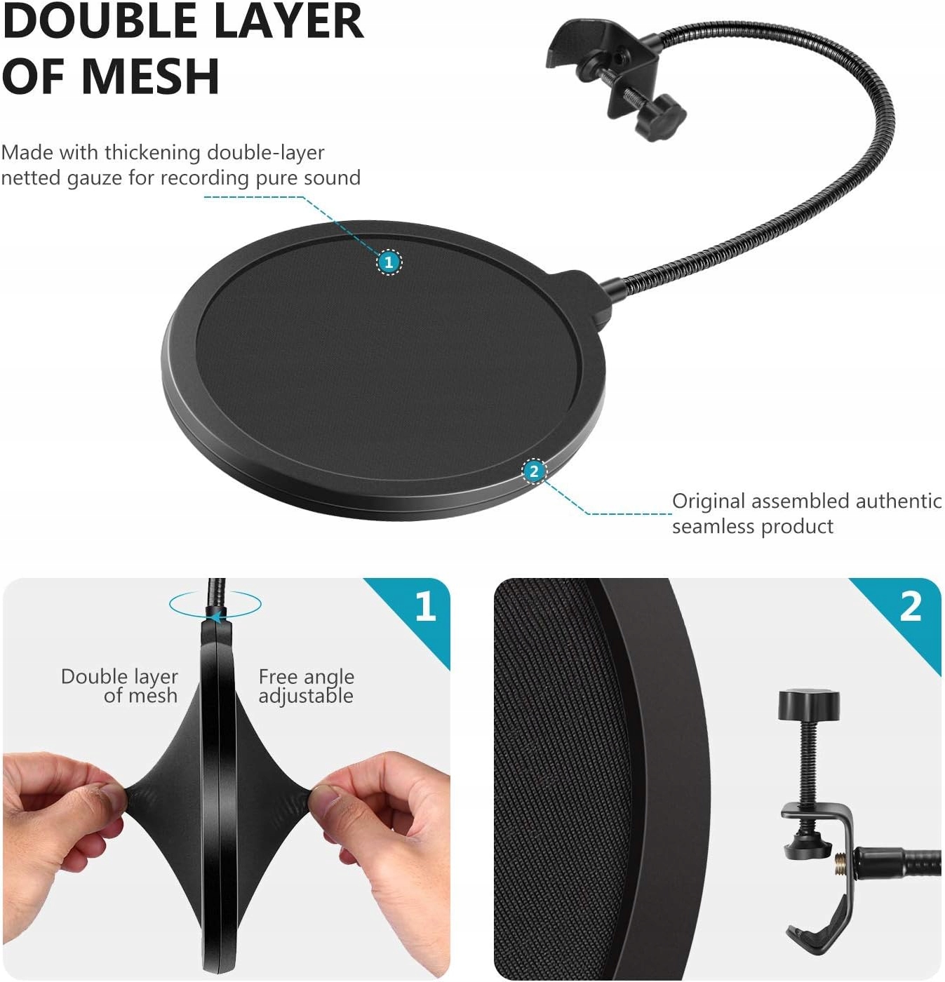 Filtr mikrofonowy osłona Neewer dwuwarstwowy pop Marka Music Express