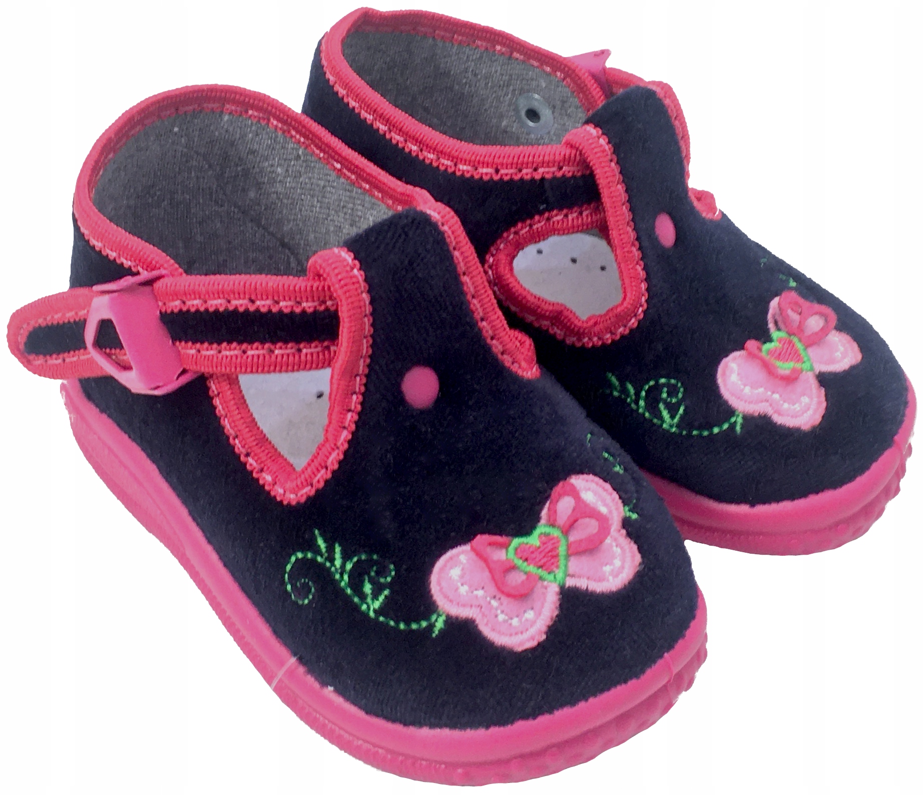 

Papucie buciki granatowe z motylkiem r.18